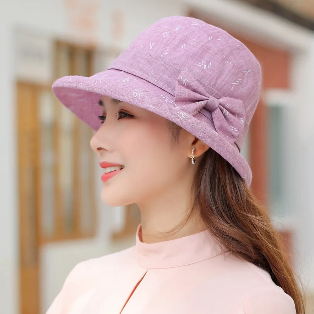 Woman Summer Hats With Visor Hat Fashion Bow Design Sun Hat Travel Mesh Bucket Hat