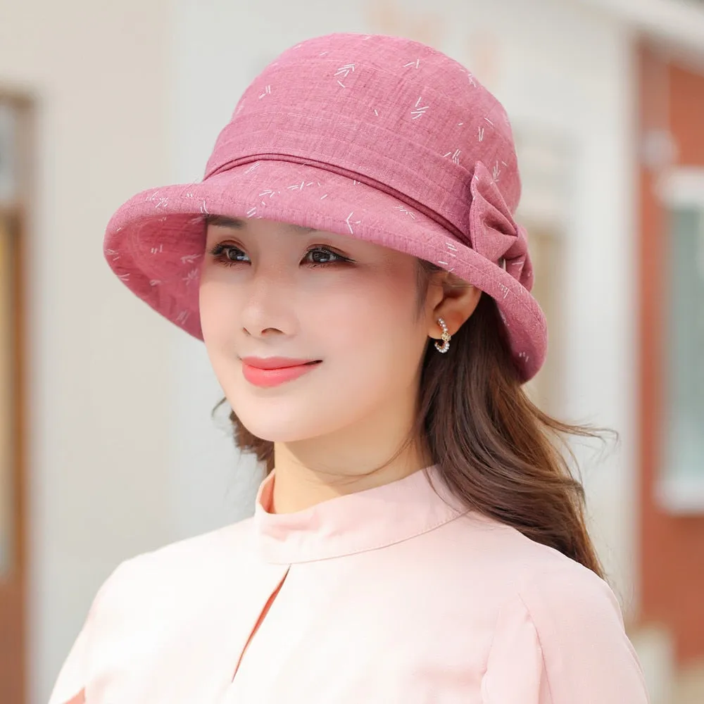 Woman Summer Hats With Visor Hat Fashion Bow Design Sun Hat Travel Mesh Bucket Hat