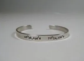 Women's Sterling Silver Cuff w/ Latitude & Longitude, 6mm