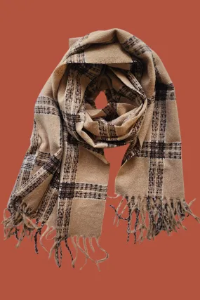 Wool and Cashmere Scarf in Camel Nova Check