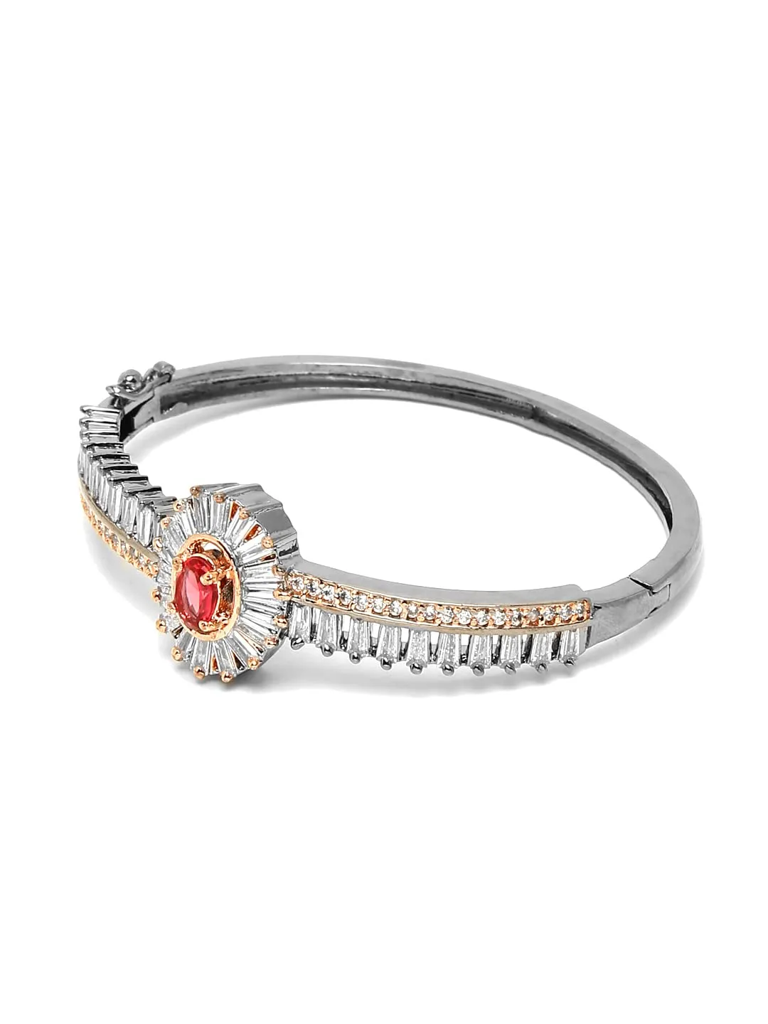 Yellow Chimes AD Bracelet for Women Pink American Diamond Bangle Bracelet AD Jewellery Bangle Style Bracelet for Women and Girls