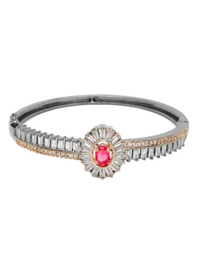 Yellow Chimes AD Bracelet for Women Pink American Diamond Bangle Bracelet AD Jewellery Bangle Style Bracelet for Women and Girls