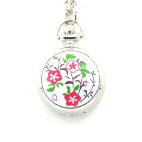 Zojie Pendant Watch - Pink Flowers